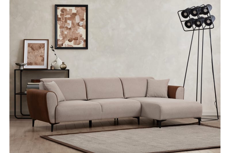 Rebelo Sovesofa med chaiselong - Beige - Møbler - Sofaer - Sovesofaer