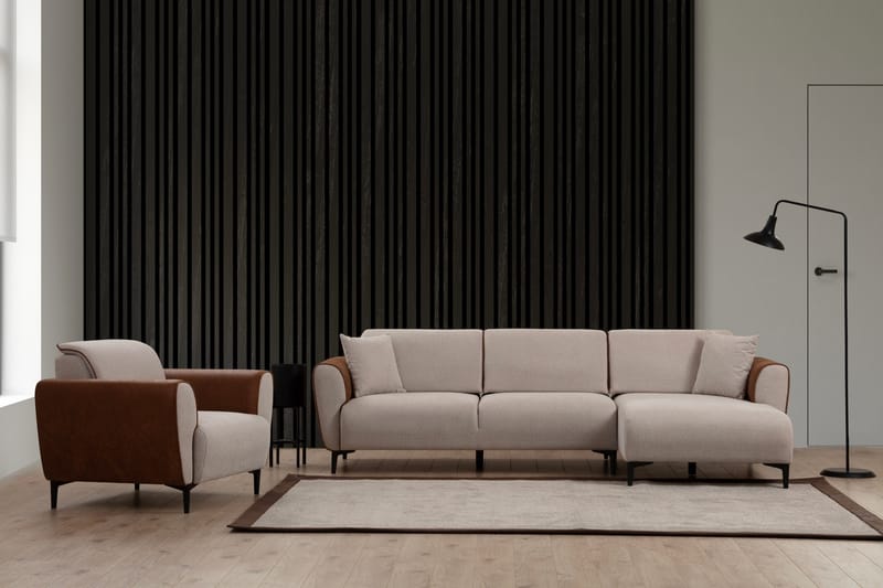 Rebelo Sovesofa med chaiselong - Beige - Møbler - Sofaer - Sovesofaer