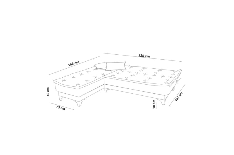 Riversdale Sovesofa med Chaiselong 4-personers - Antracit - Møbler - Sofaer - Sovesofaer