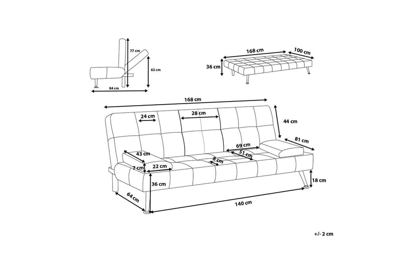 Roxen sovesofa 168 cm - Blå - Møbler - Sofaer - Sovesofaer