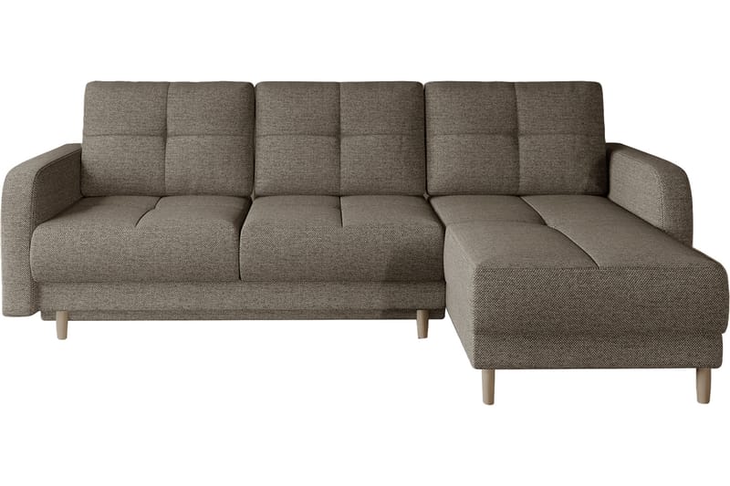 Saimon Sovesofa med Chaiselong og Opbevaring 3-personers - Mørkbeige - Møbler - Sofaer - Sovesofaer