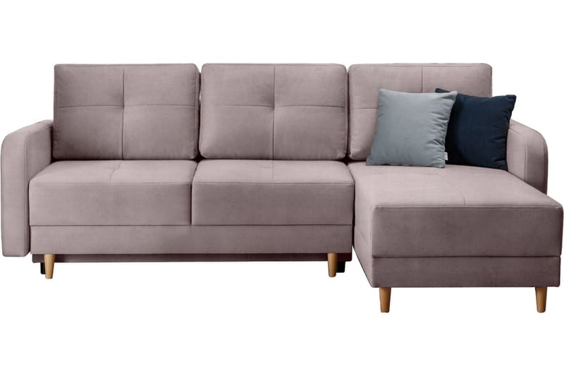 Saimon Sovesofa med Chaiselong og Opbevaring 3-personers - Rosa - Møbler - Sofaer - Sovesofaer