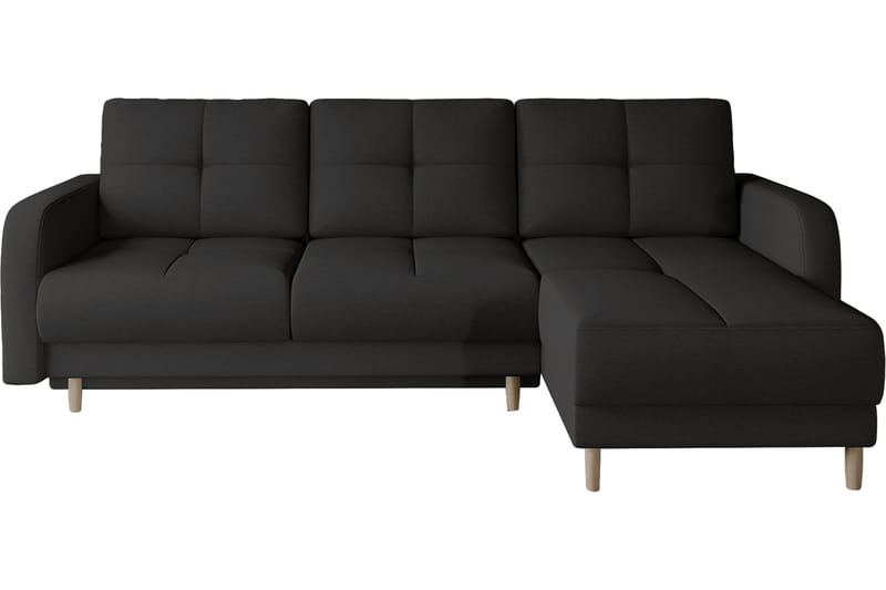 Saimon Sovesofa med Chaiselong og Opbevaring 3-personers - Sort - Møbler - Sofaer - Sovesofaer