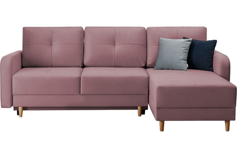 Saimon Sovesofa med Chaiselong og Opbevaring 3-personers - Rosa - Møbler - Sofaer - Sovesofaer