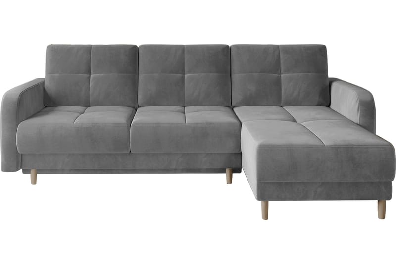 Saimon Sovesofa med Chaiselong og Opbevaring 3-personers - Grå - Møbler - Sofaer - Sovesofaer