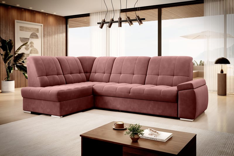 Sajana Sovesofa med Chaiselong 3-personers - Rosa - Møbler - Sofaer - Sovesofaer