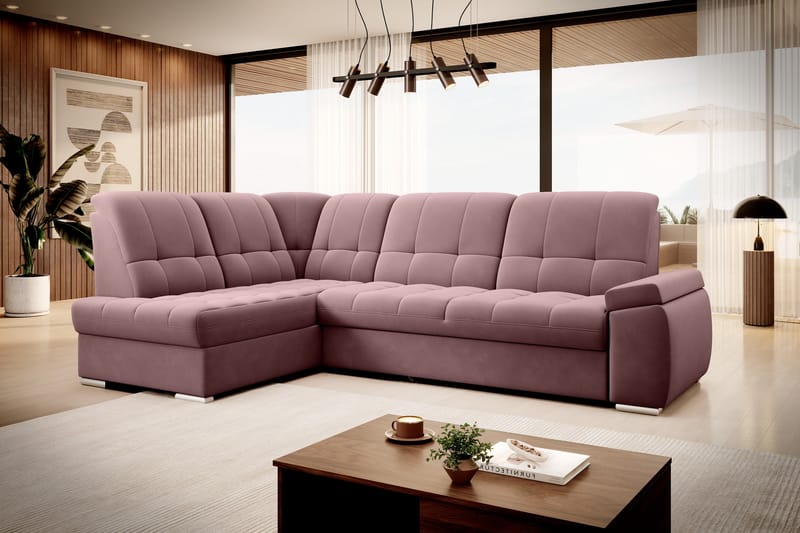 Sajana Sovesofa med Chaiselong 3-personers - Rosa - Møbler - Sofaer - Sovesofaer