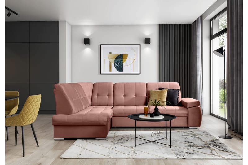 Sajana Sovesofa med Chaiselong 3-personers - Rosa - Møbler - Sofaer - Sovesofaer