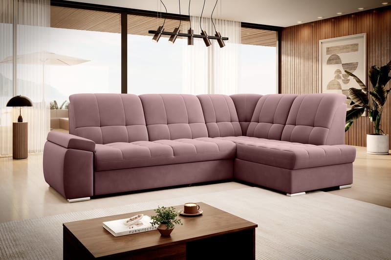 Sajana Sovesofa med Chaiselong 3-personers - Rosa - Møbler - Sofaer - Sovesofaer