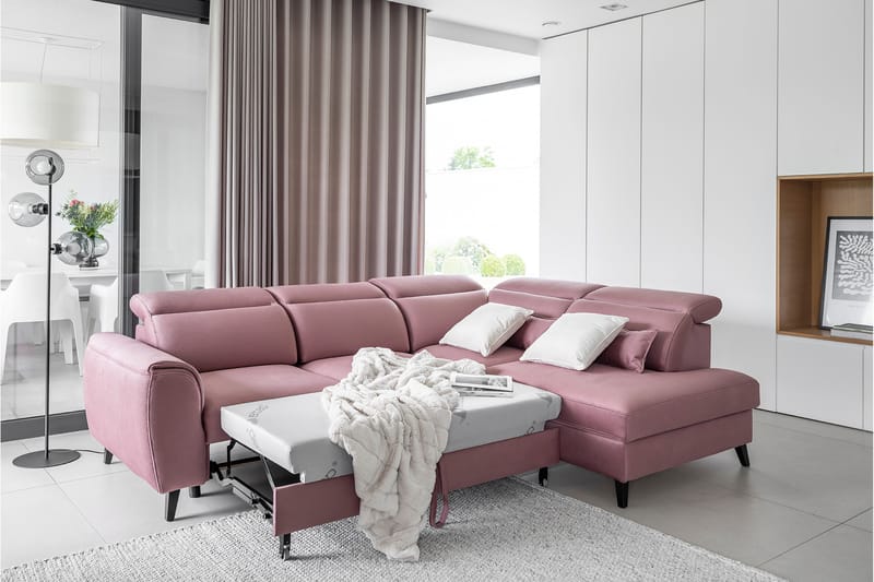 Sajda Sovesofa med Chaiselong 3-personers - Rosa - Møbler - Sofaer - Sovesofaer