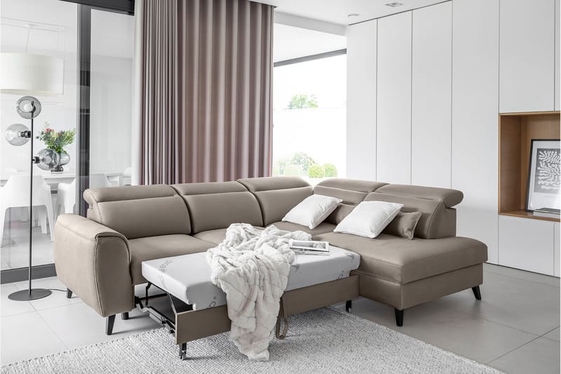 Sajda Sovesofa med Chaiselong 3-personers - Beige - Møbler - Sofaer - Sovesofaer