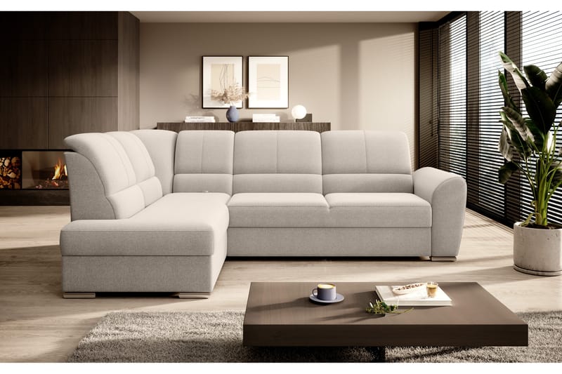 Sajmon Sovesofa med Chaiselong 3-personers - Beige - Møbler - Sofaer - Sovesofaer