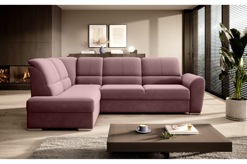 Sajmon Sovesofa med Chaiselong 3-personers - Rosa - Møbler - Sofaer - Sovesofaer