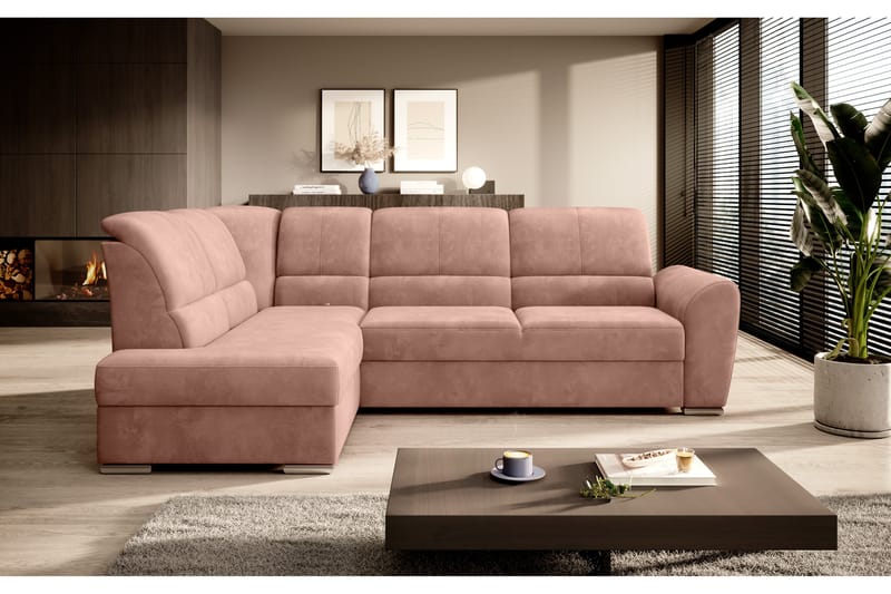 Sajmon Sovesofa med Chaiselong 3-personers - Rosa - Møbler - Sofaer - Sovesofaer