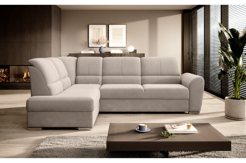 Sajmon Sovesofa med Chaiselong 3-personers - Beige - Møbler - Sofaer - Sovesofaer