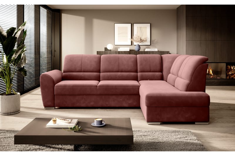 Sajmon Sovesofa med Chaiselong 3-personers - Rosa - Møbler - Sofaer - Sovesofaer