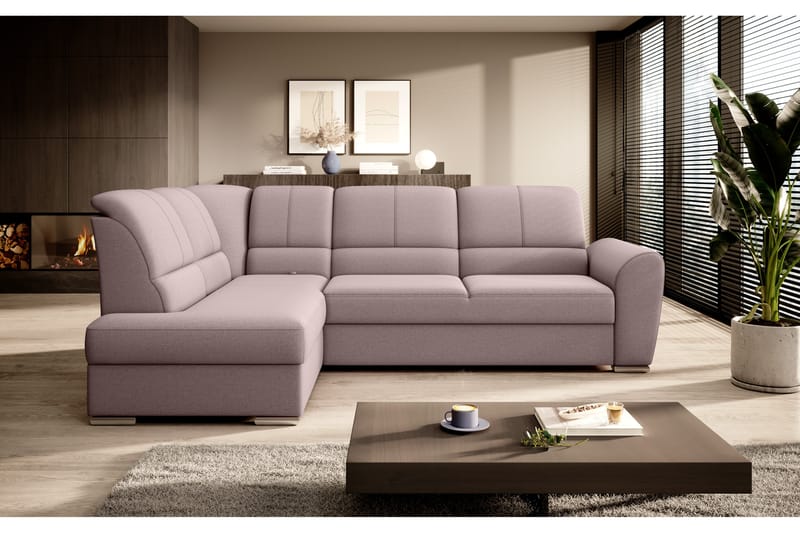 Sajmon Sovesofa med Chaiselong 3-personers - Rosa - Møbler - Sofaer - Sovesofaer