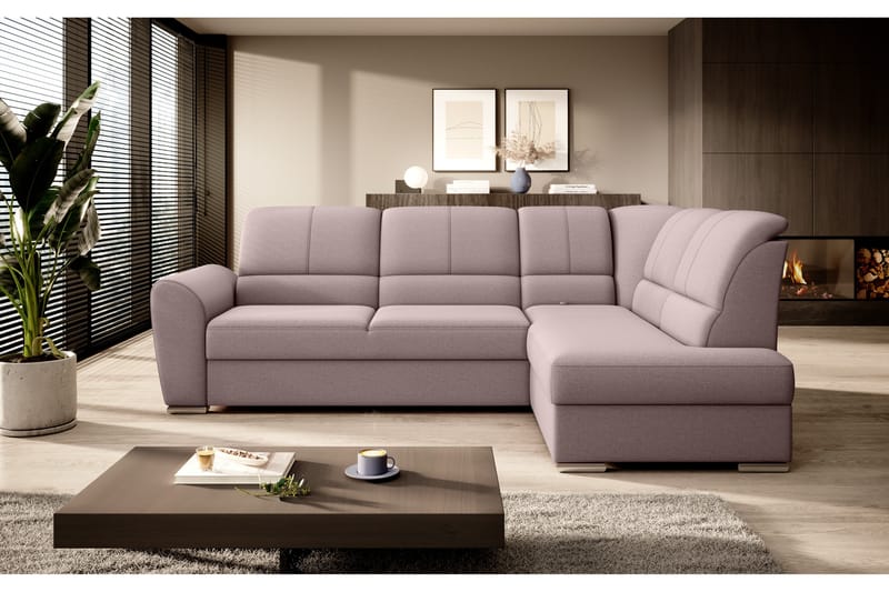 Sajmon Sovesofa med Chaiselong 3-personers - Rosa - Møbler - Sofaer - Sovesofaer