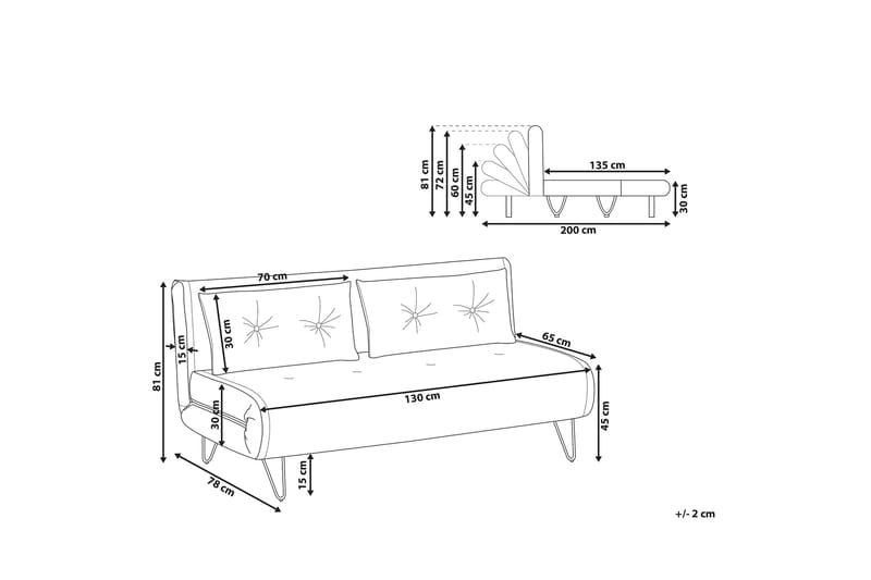 Sofa 2-Pers. velour mørkegrøn VESTFOLD - Grøn - Møbler - Sofaer - Sovesofaer