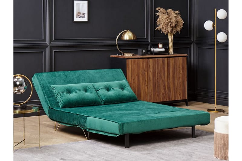 Sofa 2-Pers. velour mørkegrøn VESTFOLD - Grøn - Møbler - Sofaer - Sovesofaer