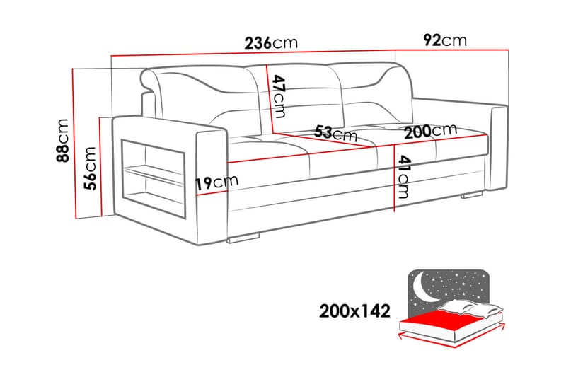 Sovesofa 236cm Venstre - Brun - Møbler - Sofaer - Sovesofaer