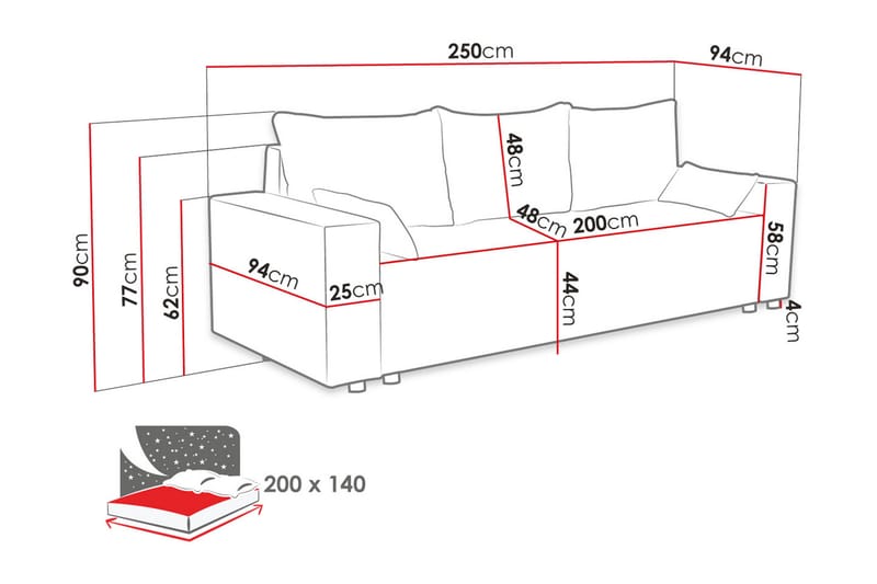 Sovesofa - Beige - Møbler - Sofaer - Sovesofaer