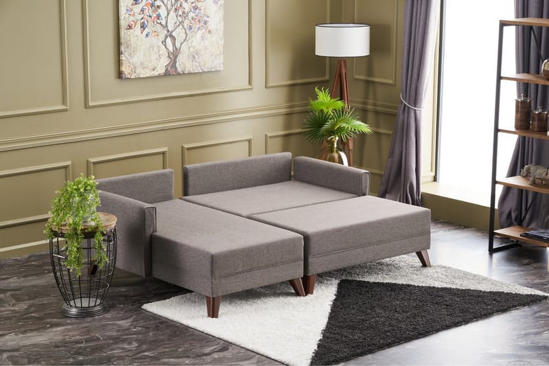 Antigua Mini Sovesofa med Chaiselong Venstre - Brun - Møbler - Sofaer - Sovesofaer - Sovesofa chaiselong