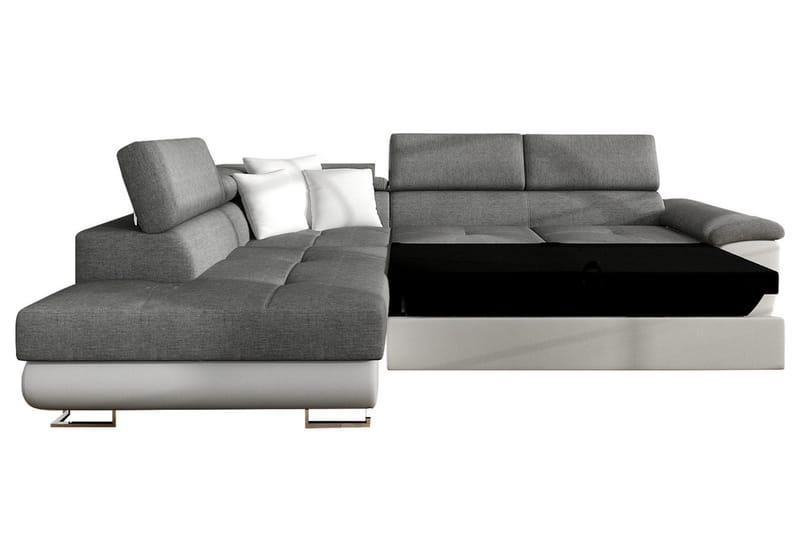 COTERE Sovesofa Chaiselong Højre + LED - Grå - Møbler - Sofaer - Sovesofaer - Sovesofa chaiselong