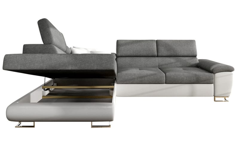 COTERE Sovesofa Chaiselong Højre + LED - Grå - Møbler - Sofaer - Sovesofaer - Sovesofa chaiselong