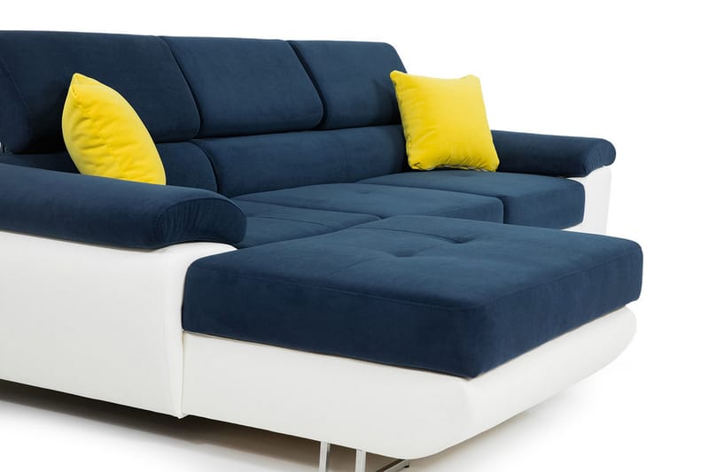 COTERE Sovesofa Chaiselong Venstre + LED - Grå/Hvid - Møbler - Sofaer - Sovesofaer - Sovesofa chaiselong