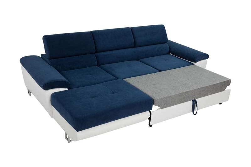 COTERE Sovesofa Chaiselong Venstre + LED - Grå/Hvid - Møbler - Sofaer - Sovesofaer - Sovesofa chaiselong