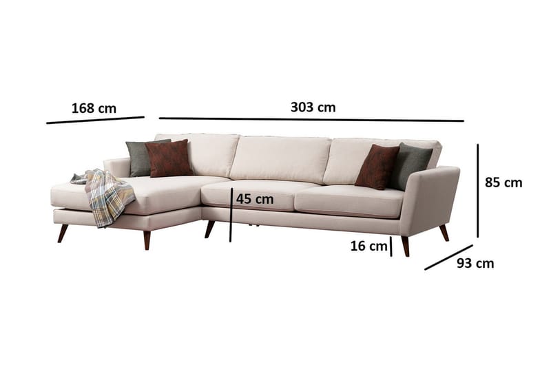 Gajanejos Chaiselongsofa - Beige - Møbler - Sofaer - Sofa med chaiselong