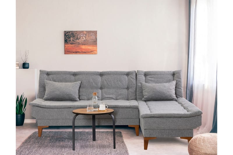 Hunterville Sovesofa m. Chaiselong 4-Pers. 107x205 - Grå - Møbler - Sofaer - Sovesofaer - Sovesofa chaiselong