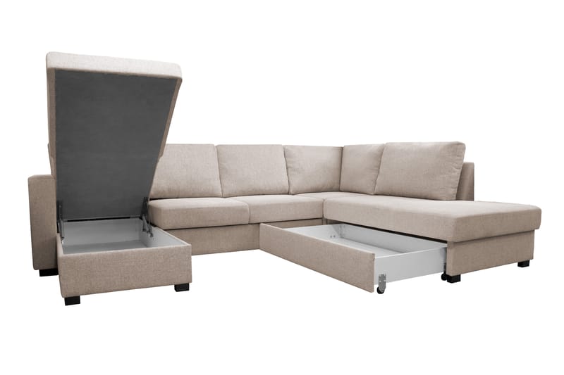 Paris U-Sovesofa Højre - Beige - Møbler - Sofaer - Sovesofaer - Sovesofa chaiselong