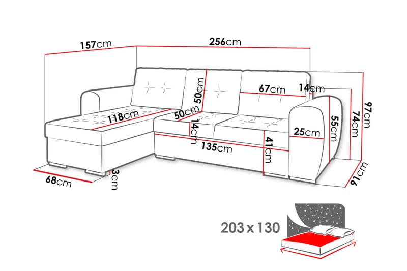 Sovesofa med chaiselong - Lysegrå - Møbler - Sofaer - Sovesofaer - Sovesofa chaiselong