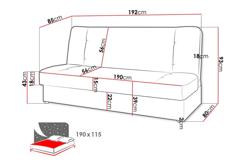 Zelka 3-personers Sovesofa - Grå - Møbler - Sofaer - Sovesofaer - Sovesofa chaiselong