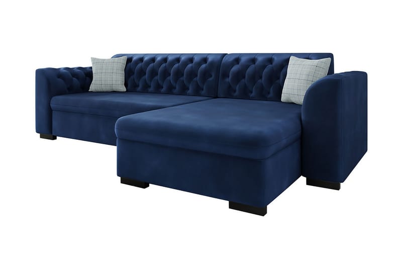 Sovesofa med chaiselong - Blå - Møbler - Sofaer - Sovesofaer