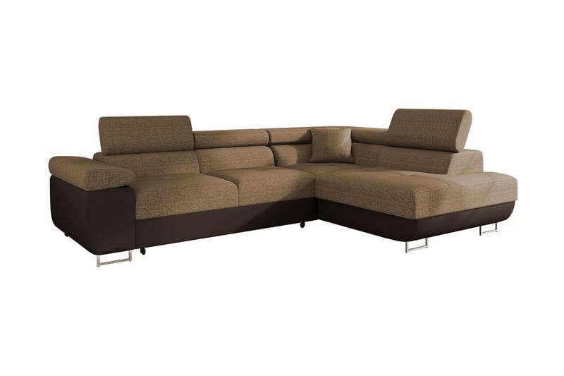 Sovesofa med chaiselong - Brun - Møbler - Sofaer - Sovesofaer