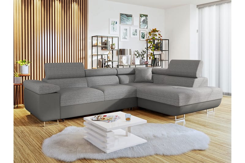 Sovesofa med chaiselong - Grå - Møbler - Sofaer - Sovesofaer