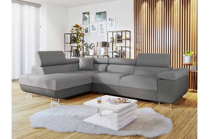 Sovesofa med chaiselong - Grå - Møbler - Sofaer - Sovesofaer