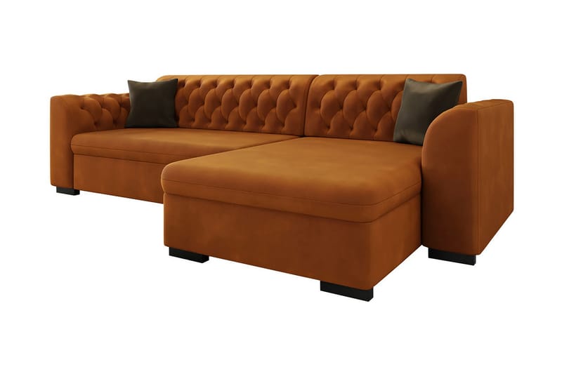 Sovesofa med chaiselong - Orange - Møbler - Sofaer - Sovesofaer