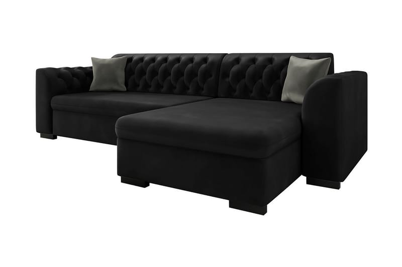 Sovesofa med chaiselong - Sort - Møbler - Sofaer - Sovesofaer