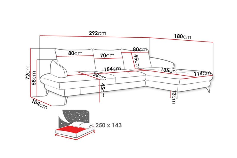 Telford 3-personers Hjørnesofa - Brun - Møbler - Sofaer - Sovesofaer