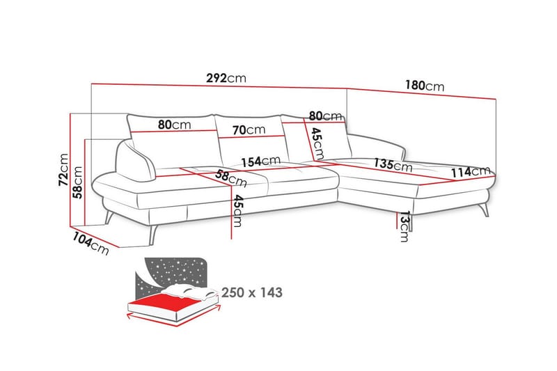 Telford 3-personers Hjørnesofa - Brun - Møbler - Sofaer - Sovesofaer