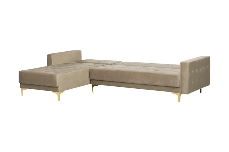 Toomey hjørnesovesofa Højre med fodskammel velour - Beige - Møbler - Sofaer - Sovesofaer