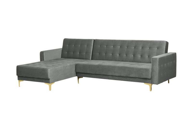 Toomey hjørnesovesofa højre velour - Grå - Møbler - Sofaer - Sovesofaer