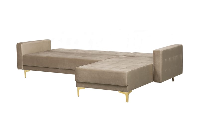 Toomey hjørnesovesofa med fodskammel velour - Beige - Møbler - Sofaer - Sovesofaer