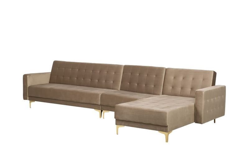 Toomey hjørnesovesofa Stor venstre velour - Beige - Møbler - Sofaer - Sovesofaer