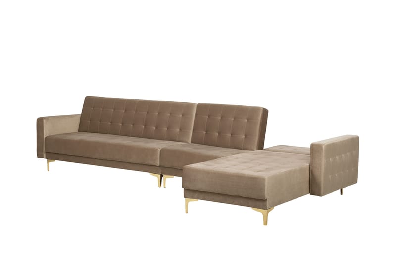 Toomey hjørnesovesofa Stor venstre velour - Beige - Møbler - Sofaer - Sovesofaer