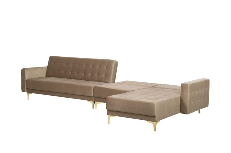 Toomey hjørnesovesofa Stor venstre velour - Beige - Møbler - Sofaer - Sovesofaer